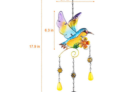 Hummingbird Wind Chimes Bells, Outdoor Windchimes Indoor Stained Glass Wind Chime Metal Hummingbird Suncatcher for Window, Garden, Yard, Patio, Lawn Decoration (Hummingbird Copper Bell)
