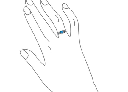 Nautical Starfish Band Blue Turquoise Heart Ring .925 Sterling Silver