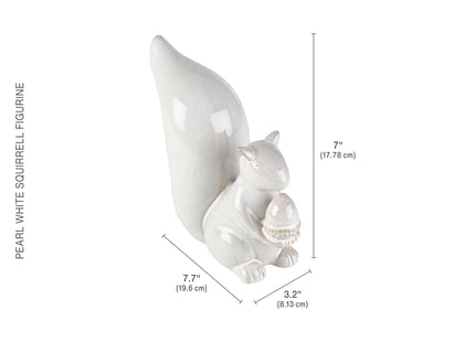 Elements White Squirrel Ceramic Figurine, 7.68x3.23x7 Inch