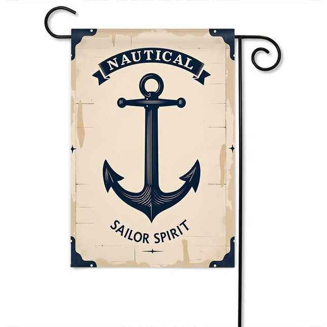 Moslion Anchor Garden Flag Vintage Nautical Ocean Sea Sailor Spirits Flags Double-Sided Banner Welcome Yard Flag Outdoor Home Decor. Lawn Villa 12x18 Inch