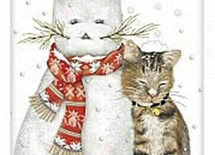 Mary Lake Thompson Snowman Tabby Snow Cat Kitchen Dish Towel