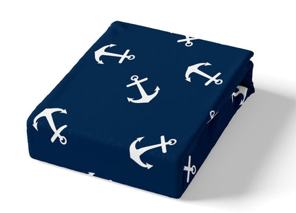 Manfei Summer Anchor Sheet Set Full Size, Nautical Anchor Bedding Set for Kids Boys Teens Room Decor, Fashion Navy Blue Bed Sheet Set 4pcs with Deep Pocket Fitted Sheet + Flat Sheet + 2 Pillowcases