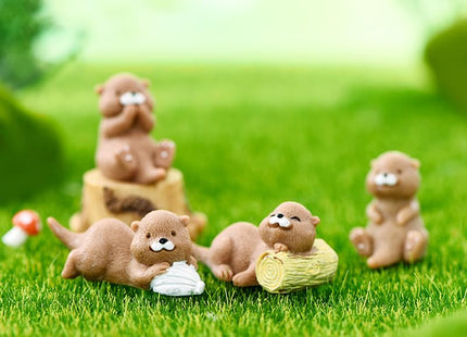 Pinenjoy 12Pcs Miniature Otter Figurines 1inch Mini Resin Sea Otter Figures