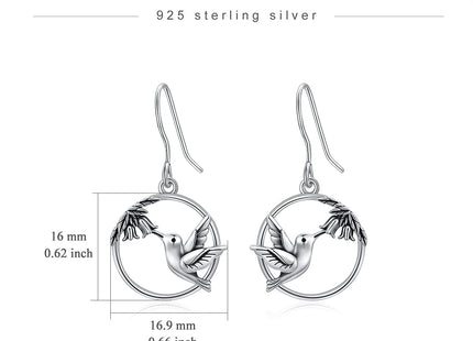 Hummingbird Dangle Drop Earrings for Women 925 Sterling Silver Bird Flower Jewelry Hummingbird Earrings Mother's Day gifts