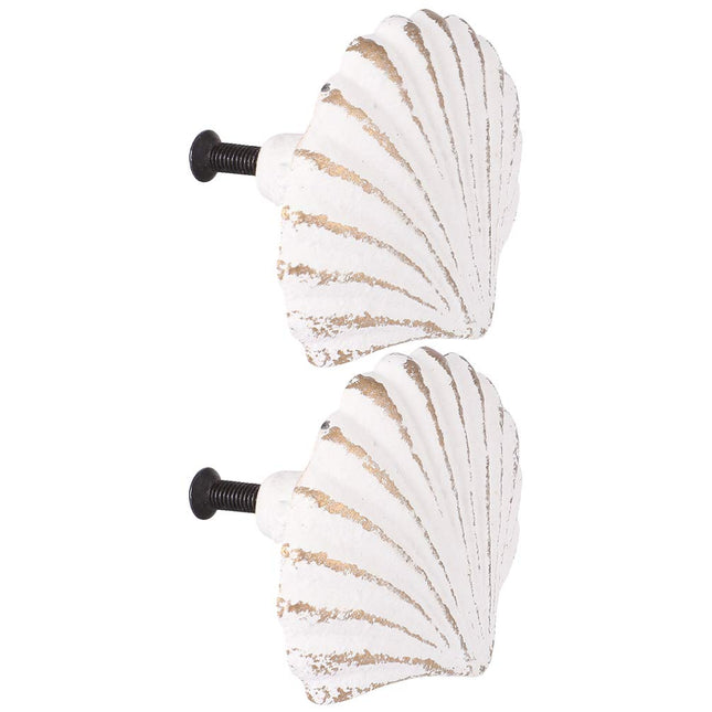 WINOMO Knobs and Pulls 2Pcs Seashell Knobs Nautical Door Handle, Ocean Cabinet Drawer Cupboard Pull for Kitchen Furniture Cabinet Wardrobe Cupboard Ceramic Cabinet Knobs