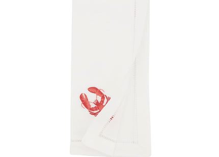 Handmade Lobster Embroidery Napkin with Hemstitched Border (Set of 6)