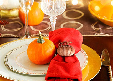 Patelai 6 Pieces Fall Pumpkin Napkin Rings Thanksgiving, Bronze