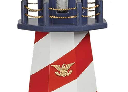 Country Living Primitives Amish Handcrafted Wood Garden Lighthouse - Patriotic Hatteras - Assorted Sizes - Red, White, Blue (3 Foot)