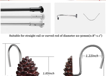 12-Pack Christmas Pinecone Decorative Shower Curtain Hook Bathroom Rod Hook