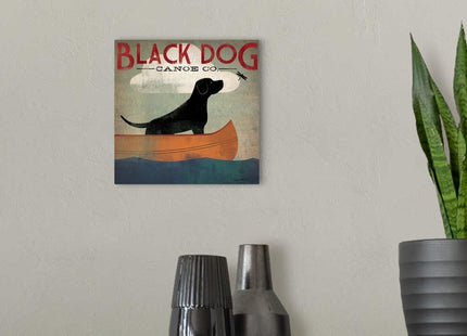 CANVAS ON DEMAND Black Dog Canoe Canvas Wall Art Print by Ryan Fowler, Home Decor, Wildlife Artwork, 10" x10in
