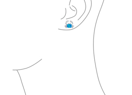 Blue Opal Delicate Nautical Created Crab Stud Earrings .925 Sterling Silver