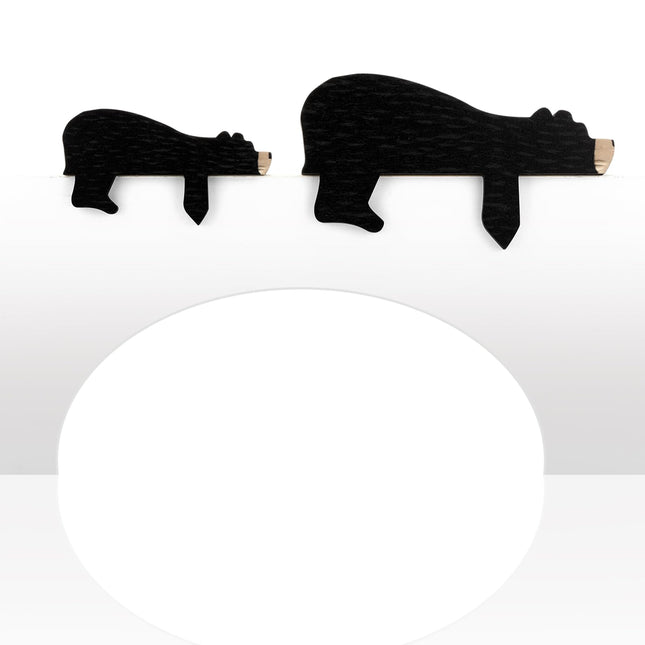 Threehoney 2 Pcs Black Wood Bear Door Topper Adorable Bear Shape Statue Door Frame Decor Animal Shelf Corner Wall Art for Gift Nursery Home Office Shelf Birthday Party Supplies
