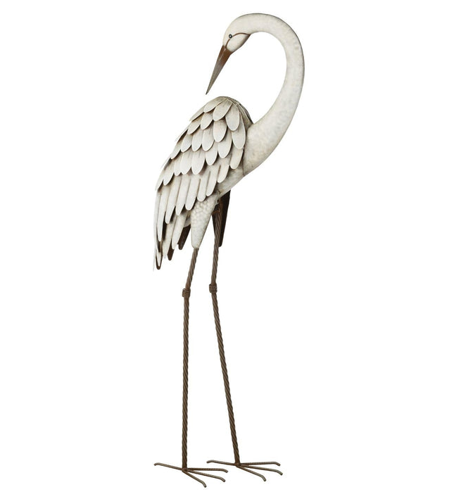 Regal Art & Gift Metal Egret Statue – Coastal Heron Garden Sculpture, Elegant Bird Decor for Lawn, Patio, or Beach House Yard – Sturdy Outdoor Standing Crane Ornament, 15.25""L x 8.25""W x 40.5""H