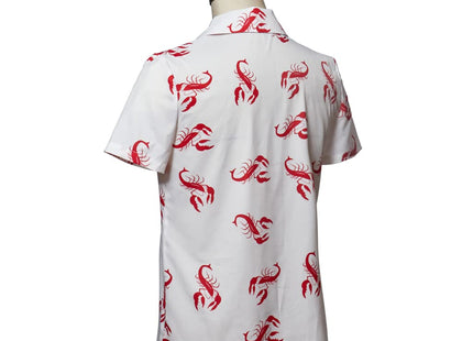 MelangCos Men's Kramer Lobster Shirt Button-Up White Shirt Short Sleeve Hawaiian Shirts (White, M)