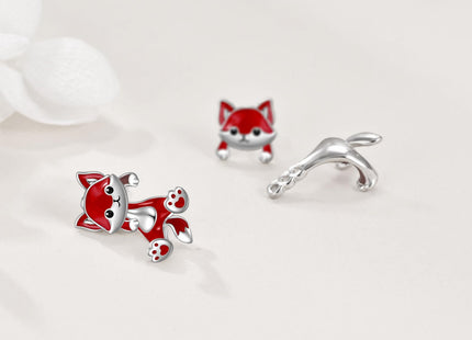 VONALA Sterling Silver Fox Stud Earrings - Fox Lover Gifts for Christmas