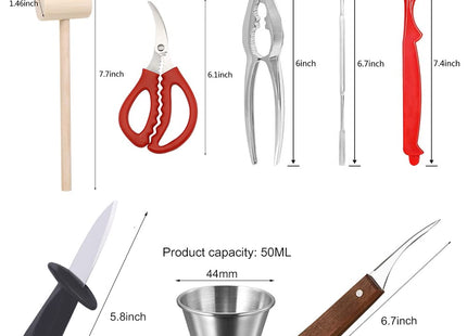 32 PCS Seafood Tools Include Crab Crackers, Seafood Scissors,Oyster Knife, Shrimp Deveiner Tool,Lobster Sheller, Crab Hammer,and Shellfish Forks,Sauce Cups and Nutcracker Set
