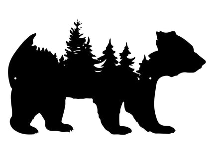 Resama Metal Wall Art Forest Modern Pine Tree Animal Bear Rustic Art Decor