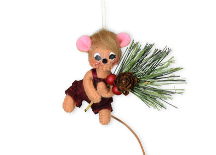 Annalee Plaid and Pine Mouse, 3 inch Christmas Tree Ornament