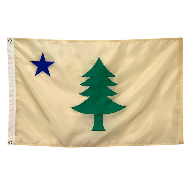 3x5' Historic 1901 Original Maine State Flag - Fully Sewn Applique Durable All-Weather Nylon, Made in USA, Indoor or Outdoor Use