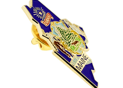 PinMart Maine Shape Flag Lapel Pin – Complete United States of America Pin Set – Gold Plated Enamel US State Shirt Pins – Great Commemorative/Promotional Gift -10 Pack