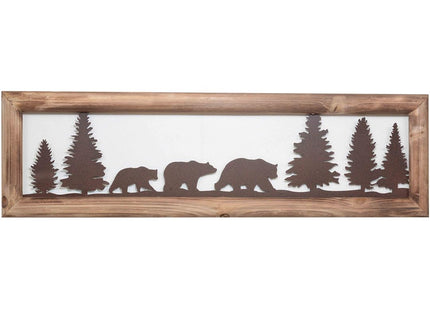 BLACK FOREST DECOR Bear Family Metal & Wood Wall Art 33 3/4"Wx1"Dx9 9/10"H