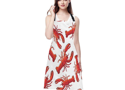 EKOBLA Lobsters Aprons Red Nautical Decorative Crayfish Fresh Seafood Ocean Animal Waterproof Resistant Chef Cooking Kitchen BBQ Adjustable Aprons for Women Men 27x31 Inch