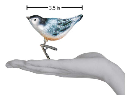 Old World Christmas Nuthatch Glass Blown Ornament for Christmas Tree, Handcrafted Holiday Decoration, Clip - Bird Watcher Clip Collection