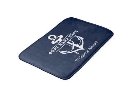 Personalized Welcome Aboard Boat Mat - Custom Name Anchor Door Rug, Customized Ship Entrance Floor, Non-Slip Nautical Outdoor Lake House Decor, Yacht Gift for Boat Owners