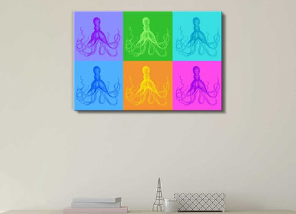 wall26 - Canvas Wall Art - Multi-Color Pop Art with Octopus - Giclee Print Gallery Wrap Modern Home Art Ready to Hang - 24" x 36"