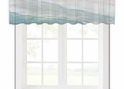 Pinroote Summer Beach Sheer Valance, Ocean Coastal Light Filtering Kitchen Curtain Valances, Nautical Seaside Aqua Beige Chiffon Rod Pocket Living Room/Bedroom/Cafe Curtains 54"x18"