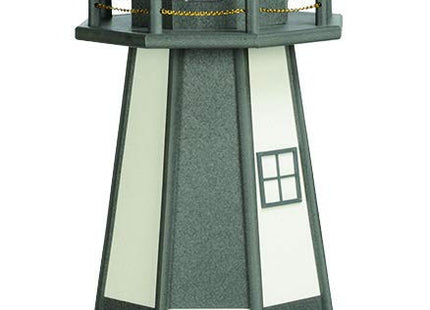 DutchCrafters Decorative Wooden Lighthouse, Standard Light Bulb, Cape Henry Style - Amish Made in USA (Green/White, 4 Foot)