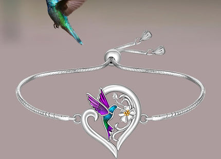 Hummingbird Bracelets for Women Sterling Silver Purple Hummingbird Bracelet