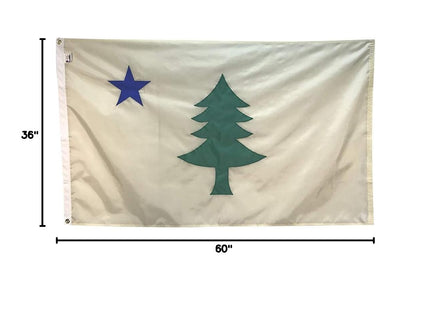 3x5' Historic 1901 Original Maine State Flag - Fully Sewn Applique Durable All-Weather Nylon, Made in USA, Indoor or Outdoor Use