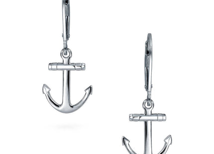 Small Nautical Anchor Dangle Earrings .925 Sterling Silver