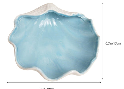 Garneck Shell Shape Jewelry Dish Tray - Ceramic Shell Candy Server Bowl - Multifunction Seashell Decor Bowl for Home Organising Jewellery, Holding Food (Bule)