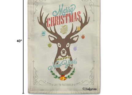 KafePross Merry Christmas Decorations Deer Bell Decorative House Flag Happy New Year Home Decor Banner for Outdoor 28x40 Inch Double Sided