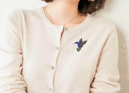 Hummingbird Gift for Women Girl Hummingbird Brooch Rhinestone Animal Pin Corsage Lapel Backpack Pin Christmas Anniversary Decorative Accessory Jewelry (Silver Blue)