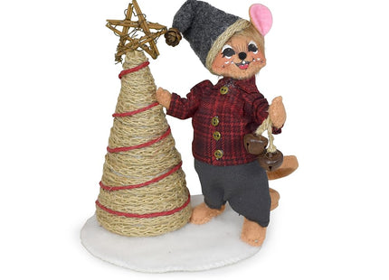 Annalee Plaid and Pine Mouse with Tree, 6 inch Collectible Figurine