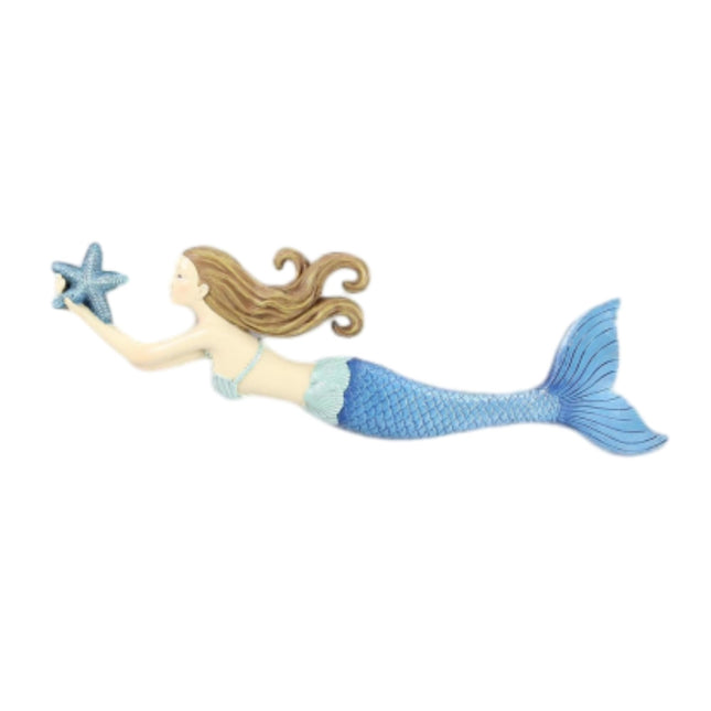 Young's Inc. Resin Mermaid Wall Art – 14”L x 3.5”H Nautical Decor Piece – Beach Decorations for Home – Wall Sculptures