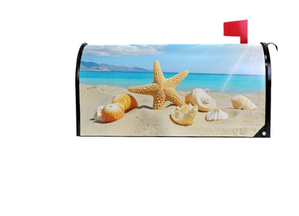 ALAZA Summer Beach with Starfish and Shells Magnetic Mailbox Cover MailWraps Garden Yard Home Decor for Outside Oversized-25.5" x20.8"
