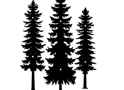 Metal Pine Tree Wall Art Decor, Black, 3 Pieces