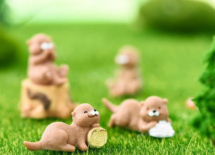 Pinenjoy 12Pcs Miniature Otter Figurines 1inch Mini Resin Sea Otter Figures