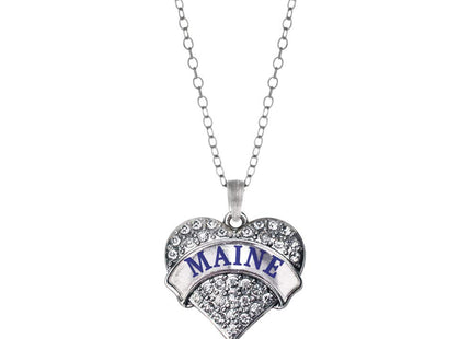 Inspired Silver - Maine - Silver Necklace for Women - Pave Heart Pendant Chain Necklace Jewelry Gift with Cubic Zirconia - Women's Necklace Charm with Lobster Claw Clasp