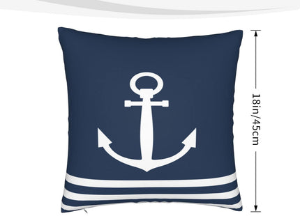 VARUN Anchor Throw Pillow Covers Dark Blue Anchor Sea Ship Blue and White Stripes Square Pillowcases for Home Decor Sofa Car Bedroom Pillow case 18x18inch