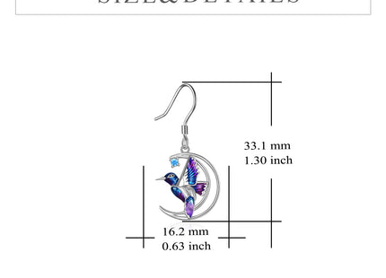 YFN Hummingbird Earrings Bird Dangle Earrings Sterling Silver Jewelry Hummingbird Gifts for Women