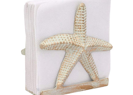 THDC Nautical Napkin Holder, Lunch, Dinner, Nautical Collection Napkin Holder, Made of Metal (Star Distressed Off-White)
