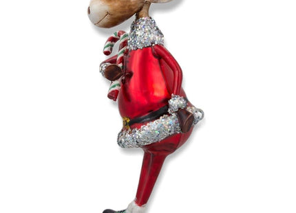 Chubby Moose Glass Christmas Ornament