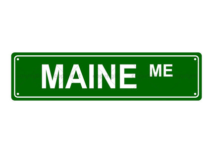 MAINE ME AMERICAN STATES AND TERRITORIES Metal Tin Street Sign Bar Cafe Garage Cave Home Room Wall Bathroom Farmhouse Garden Porch Patio Decor, 16 x 4 Inch