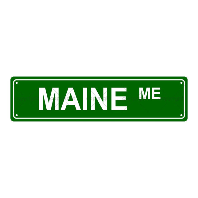 MAINE ME AMERICAN STATES AND TERRITORIES Metal Tin Street Sign Bar Cafe Garage Cave Home Room Wall Bathroom Farmhouse Garden Porch Patio Decor, 16 x 4 Inch