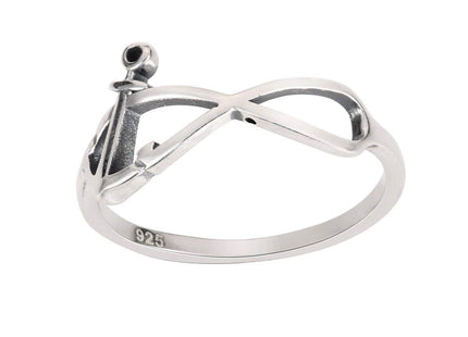 CloseoutWarehouse 925 Sterling Silver Infinity Anchor Ring